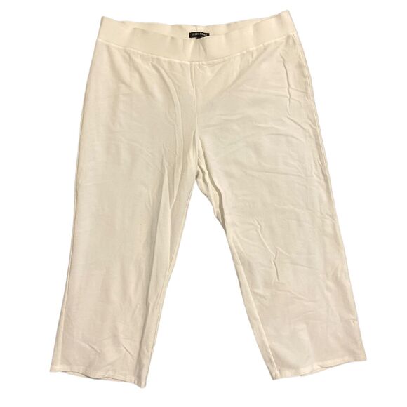 Eileen Fisher Washable Stretch-Crepe‎ Cropped Pants Size Large White - Picture 1 of 5